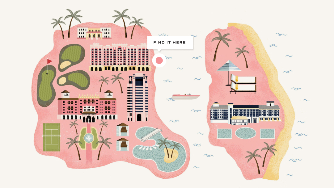 illustrated map showing the location of the Marina